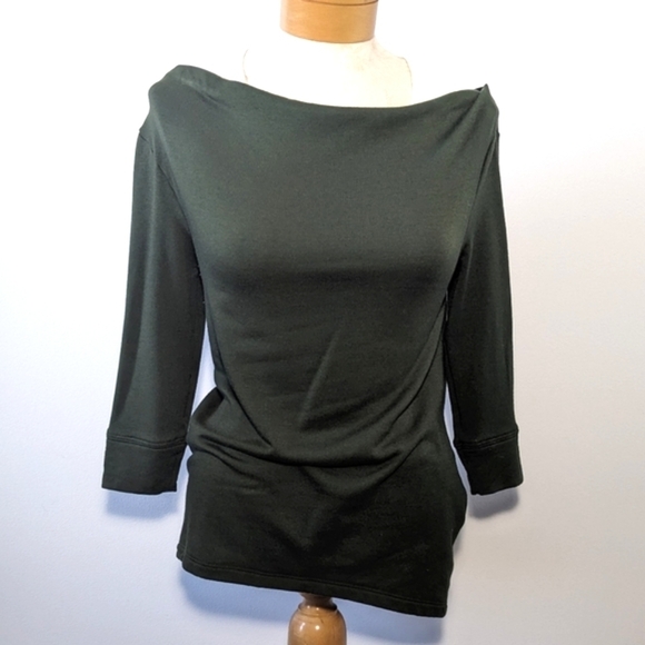 Beyond Yoga Crossed X Cowl Cozy Fleece Back Pullover Sweatshirt Forest Green XS - Picture 8 of 11